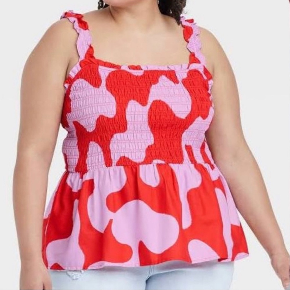 AVA & VIV | Red Abstract Top